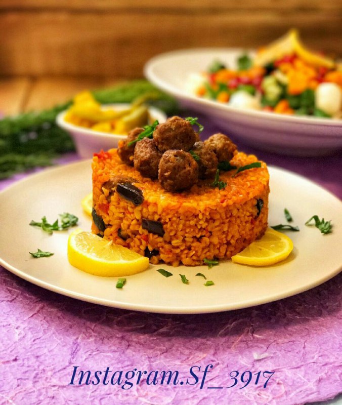 خوراک بادمجان و بلغور